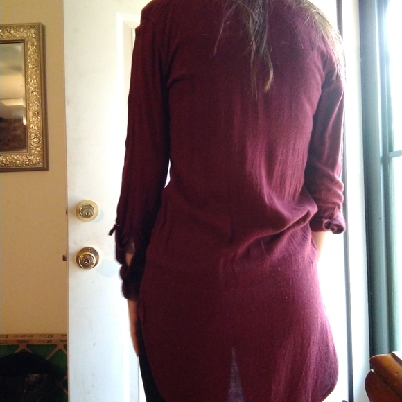 Maroon Long sleeve button up - Picture 2 of 6